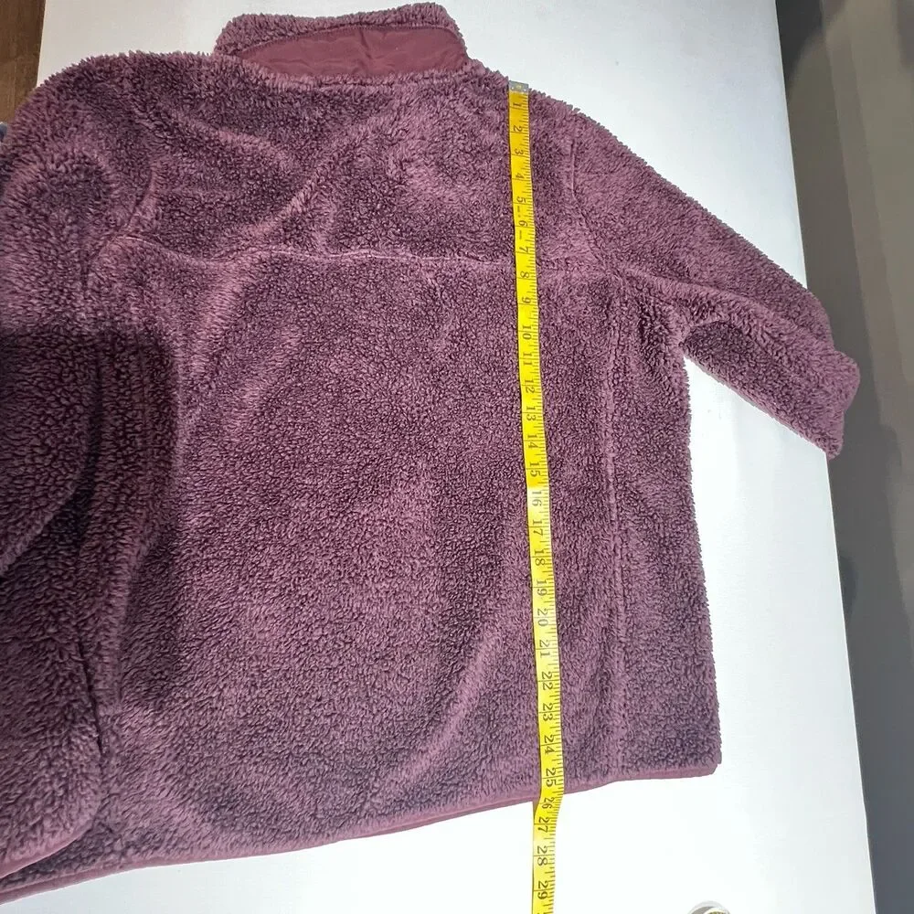 LL Bean Womens 1/4 Snap Hi-Pile Fleece Pullover Sherpa Jacket Size L Purple